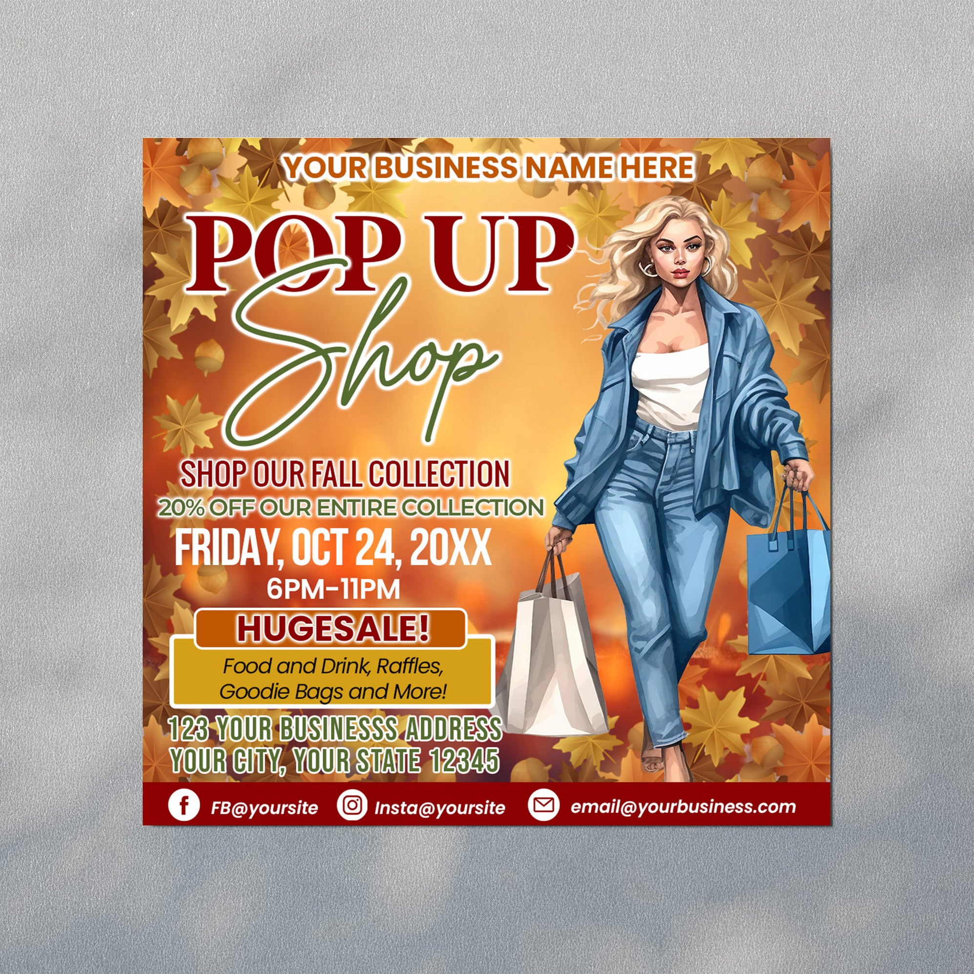 Editable Fall Pop Up Market Flyer Template - Posh Park