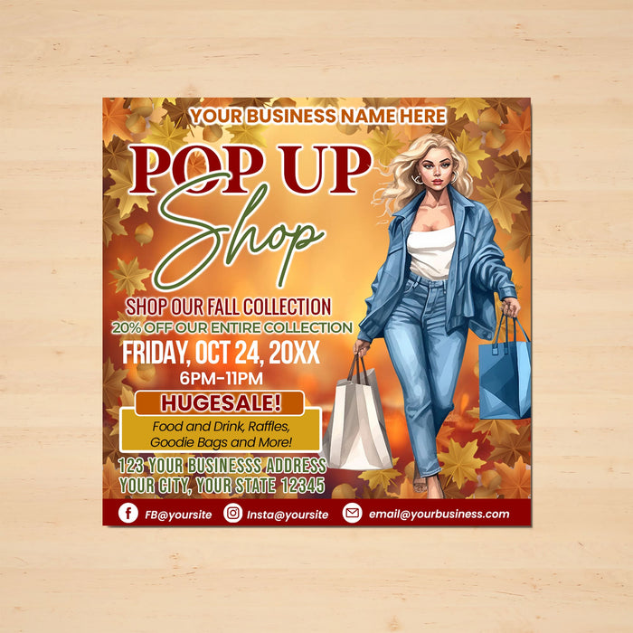 Editable Fall Pop Up Market Flyer Template