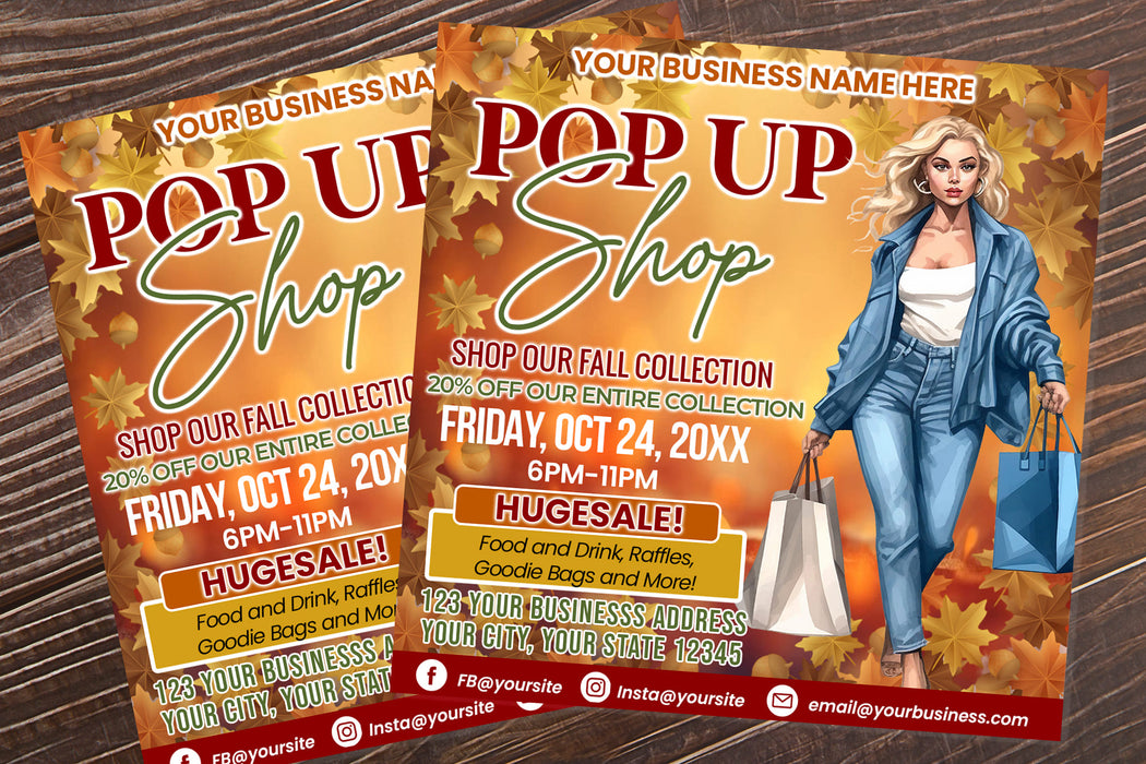 Editable Fall Pop Up Market Flyer Template