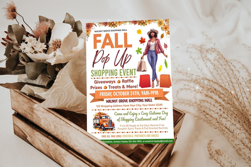 Editable Fall Pop-Up Sale Flyer Printable Design