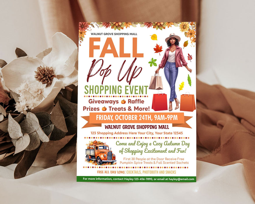 Editable Fall Pop-Up Sale Flyer Printable Design