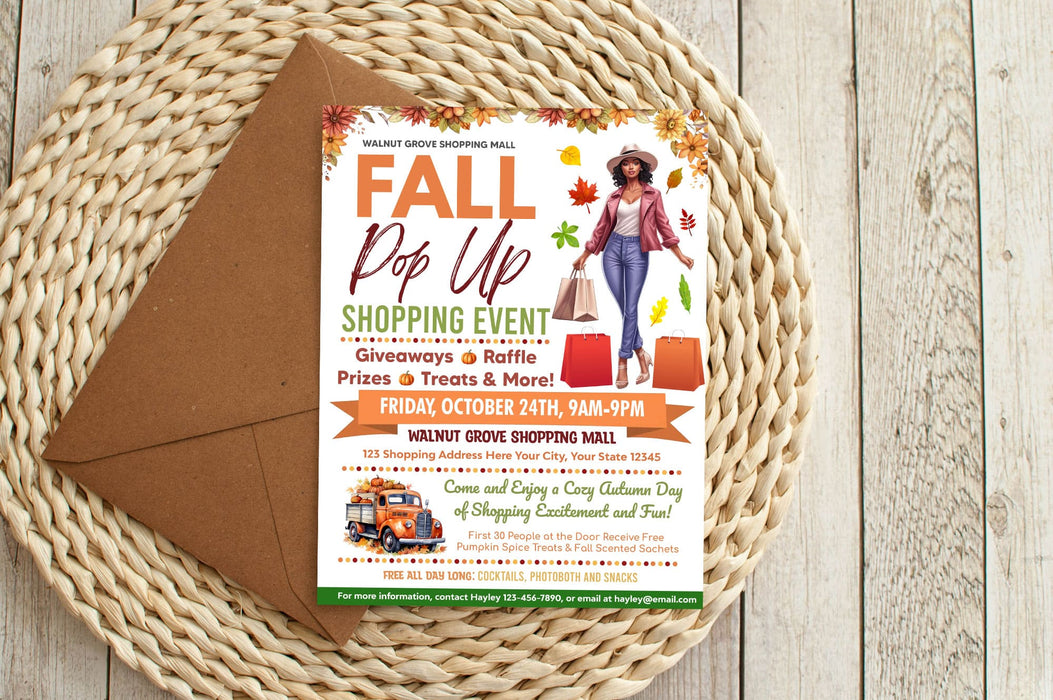 Editable Fall Pop-Up Sale Flyer Printable Design