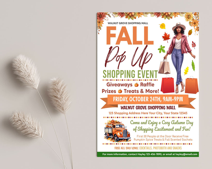 Editable Fall Pop-Up Sale Flyer Printable Design