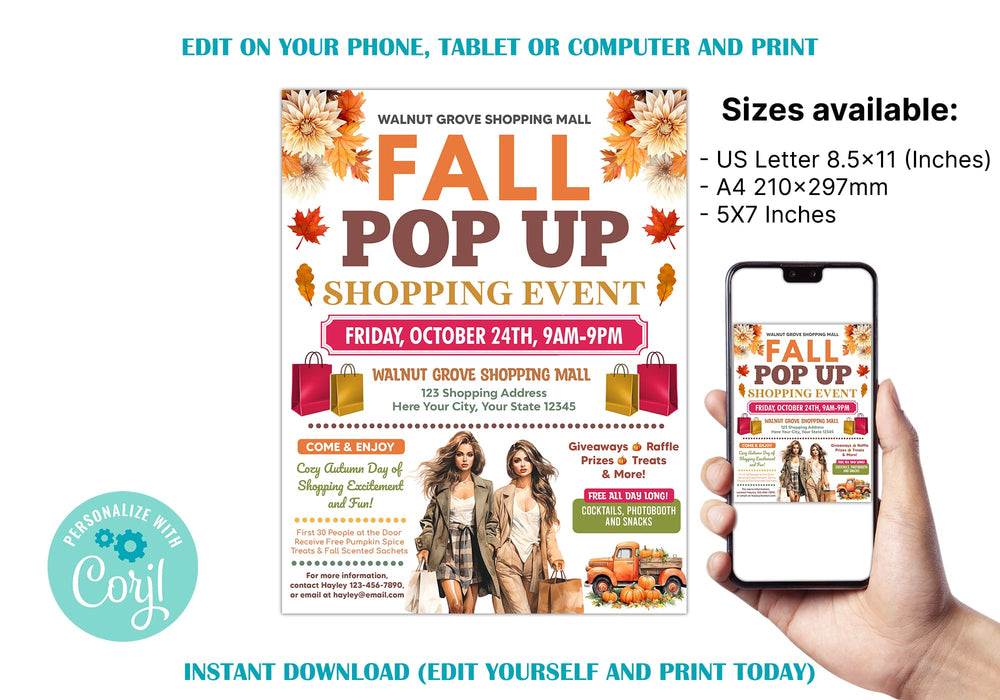 Editable Fall Market Pop-Up Shop Flyer