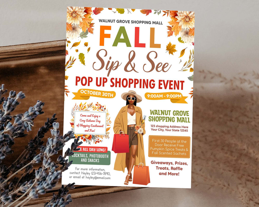 Printable Fall Pop-Up Shop Flyer Editable Design