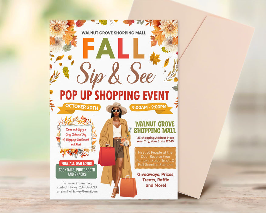 Printable Fall Pop-Up Shop Flyer Editable Design