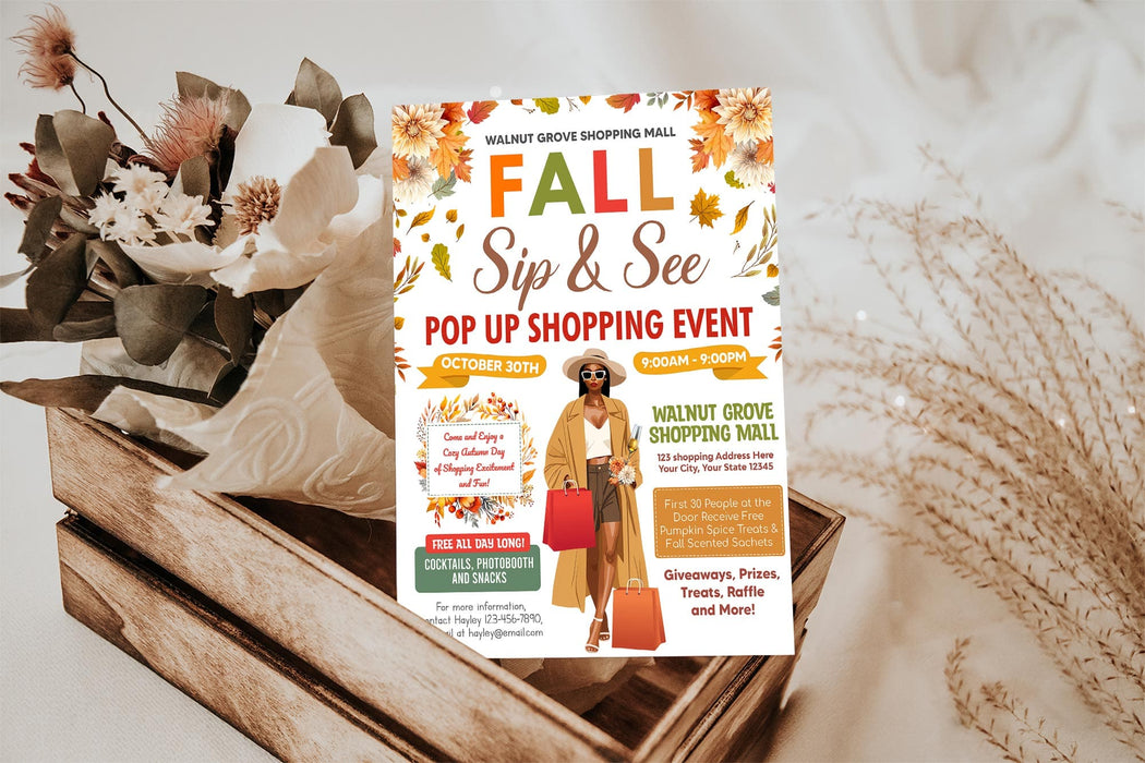 Printable Fall Pop-Up Shop Flyer Editable Design