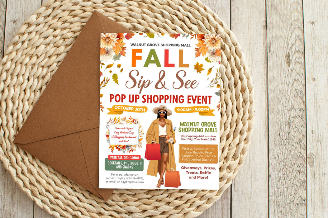 Printable Fall Pop-Up Shop Flyer Editable Design