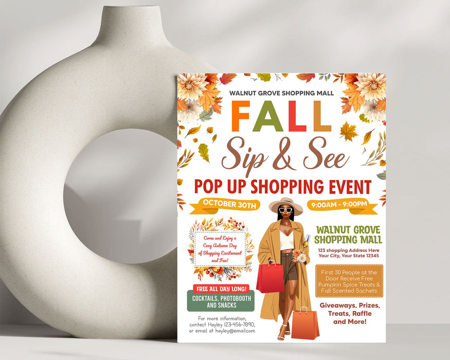 Printable Fall Pop-Up Shop Flyer Editable Design