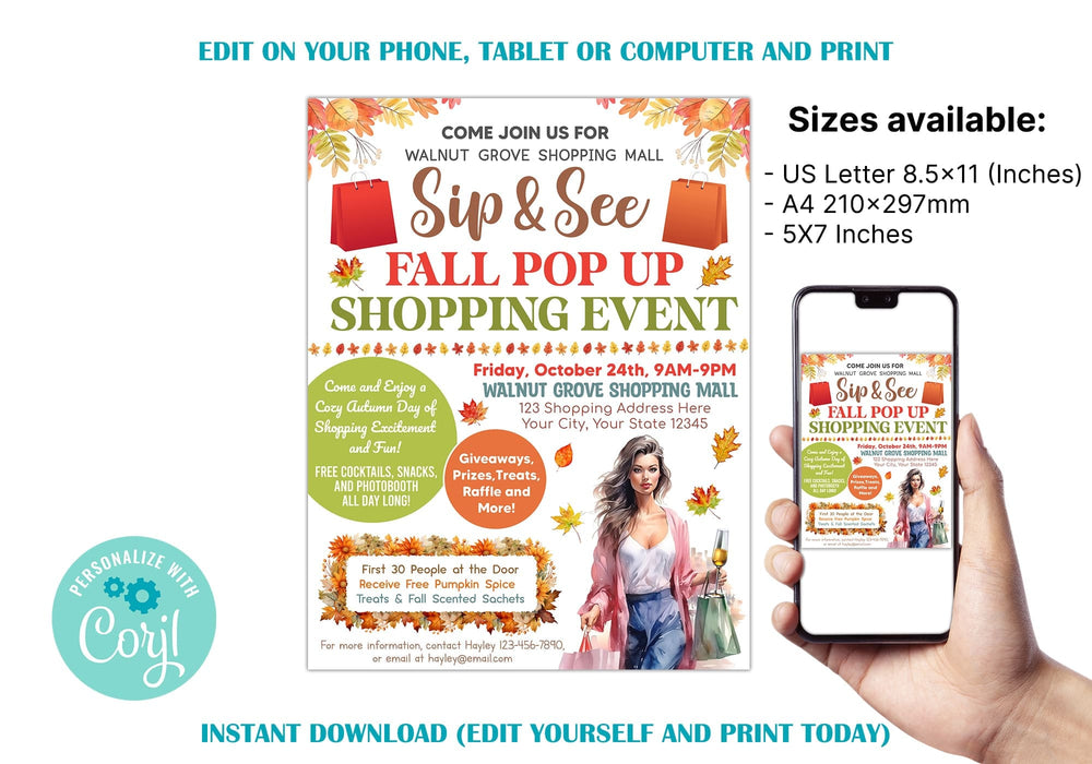 Editable Autumn Pop-Up Event Flyer Printable