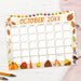 Autumn Harvest October Editable Calendar Design