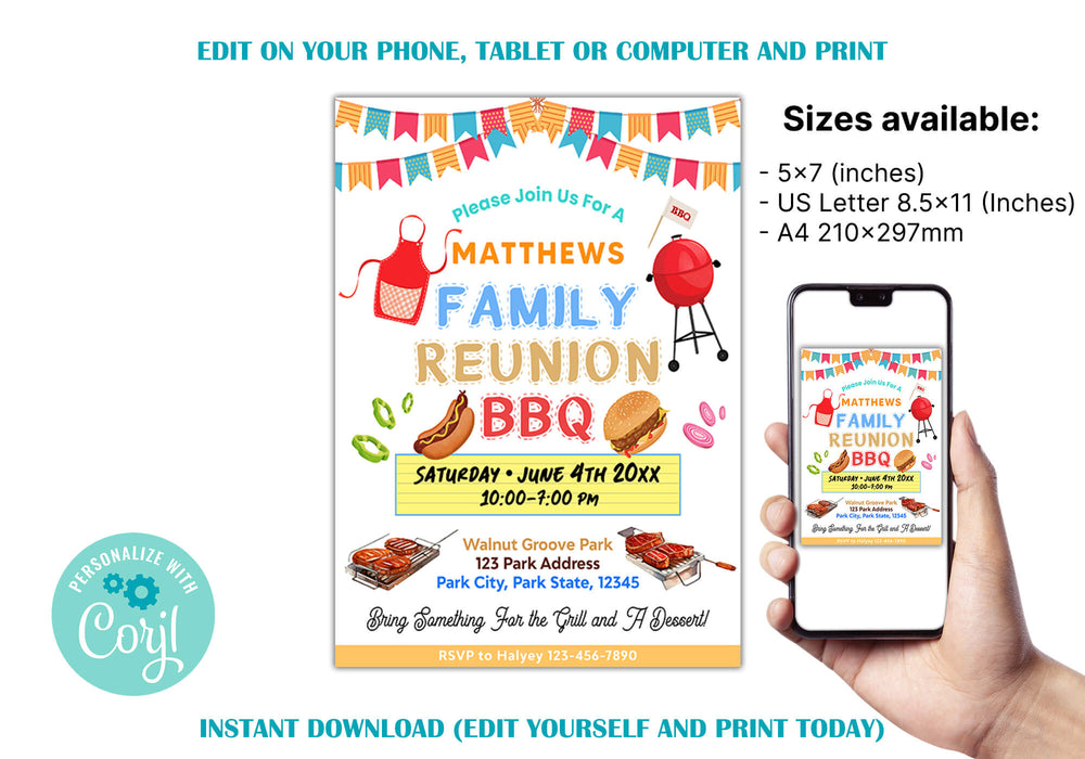 DIY Family Reunion Party Invitation | Family Gathering Party Invite Flyer Template - Posh Park diy-family-reunion-party-invitation-family-gathering-party-invite-flyer-template-posh-park