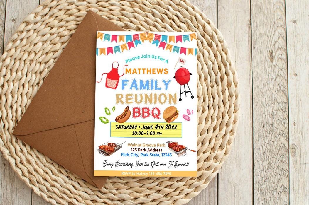 DIY Family Reunion Party Invitation | Family Gathering Party Invite Flyer Template
