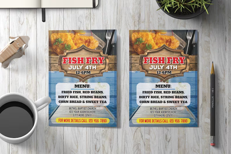 Customizable Fish Fry Flyer Invitation | Fish Fry Fundraiser Template
