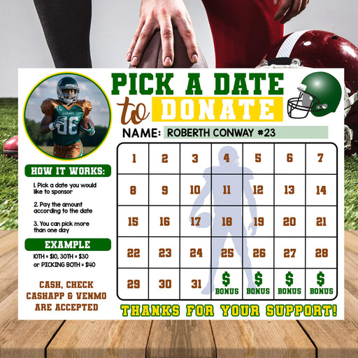 Football Team Fundraiser Printable Calendar