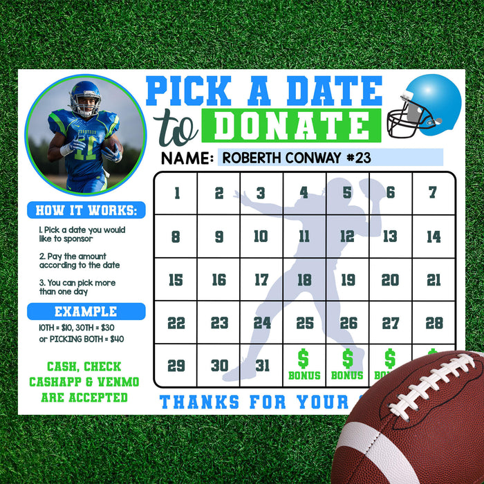 Editable Football Donation Calendar Template