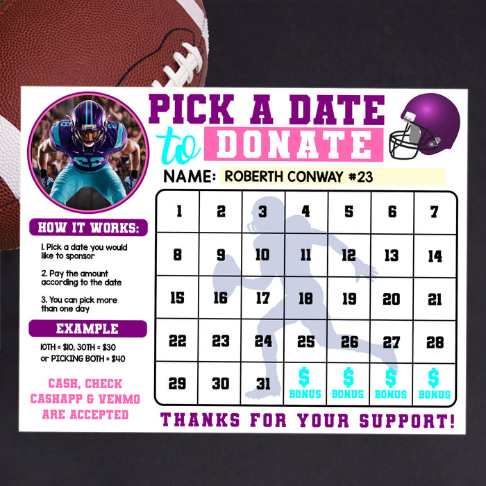 Sports Team Fundraising Donation Calendar