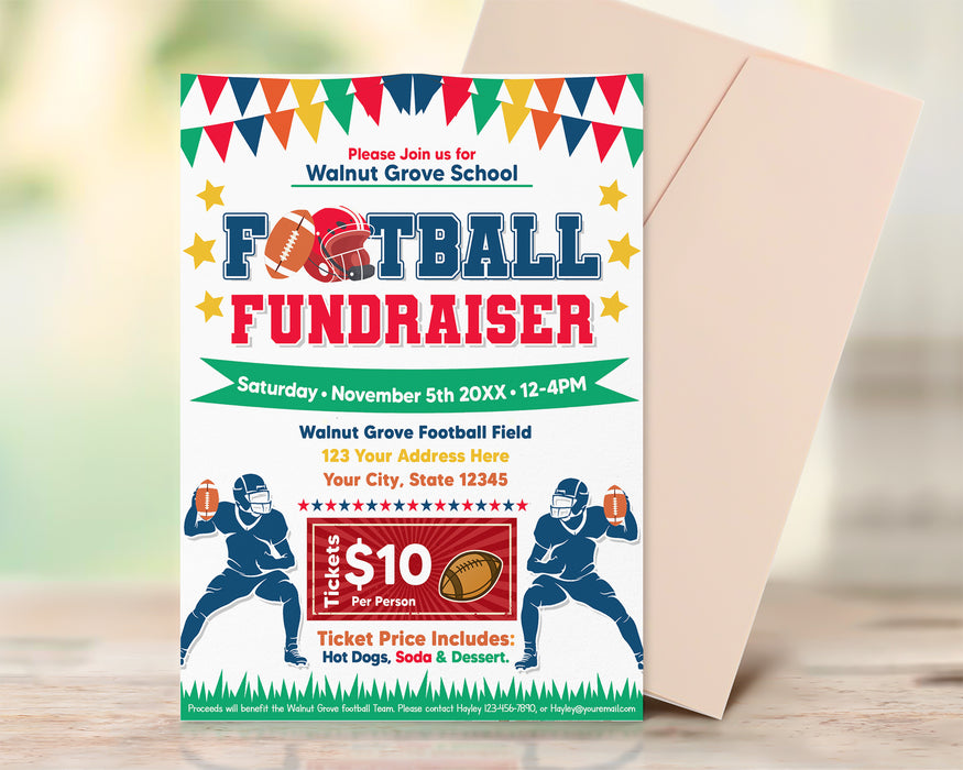 DIY Football Fundraiser Flyer Template | School Sport Fundraiser Flyer