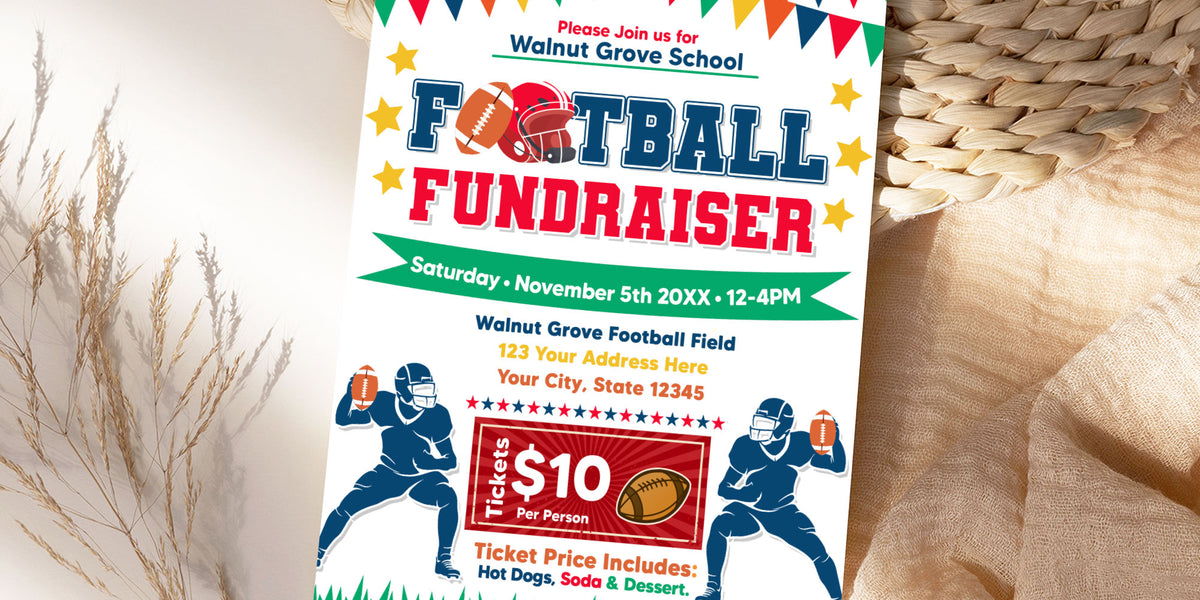 Fall Football Raffle DIY Football Fundraiser Flyer Template | School Sport Fundraiser Flyer ...