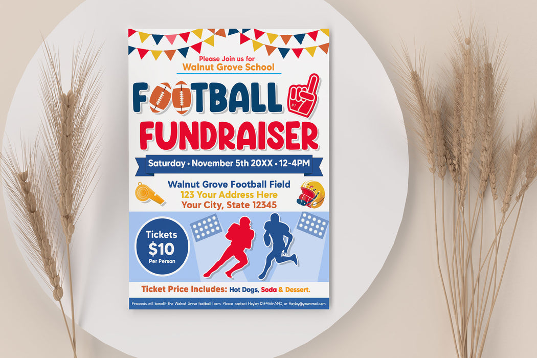 Customizable Football Fundraiser Flyer Template | Sports Fundraising Event Flyer