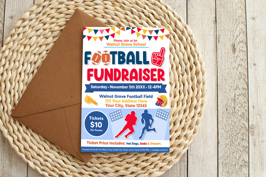 Fall Football Raffle Customizable Football Fundraiser Flyer Template | Sports Fundraising ...