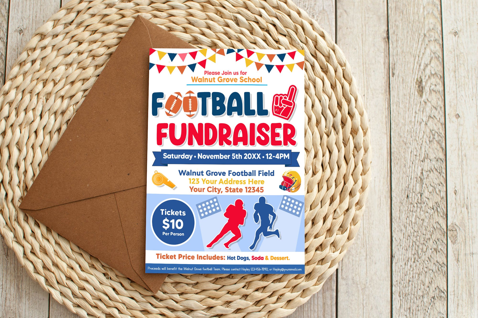 Customizable Football Fundraiser Flyer Template Sports Fundraising