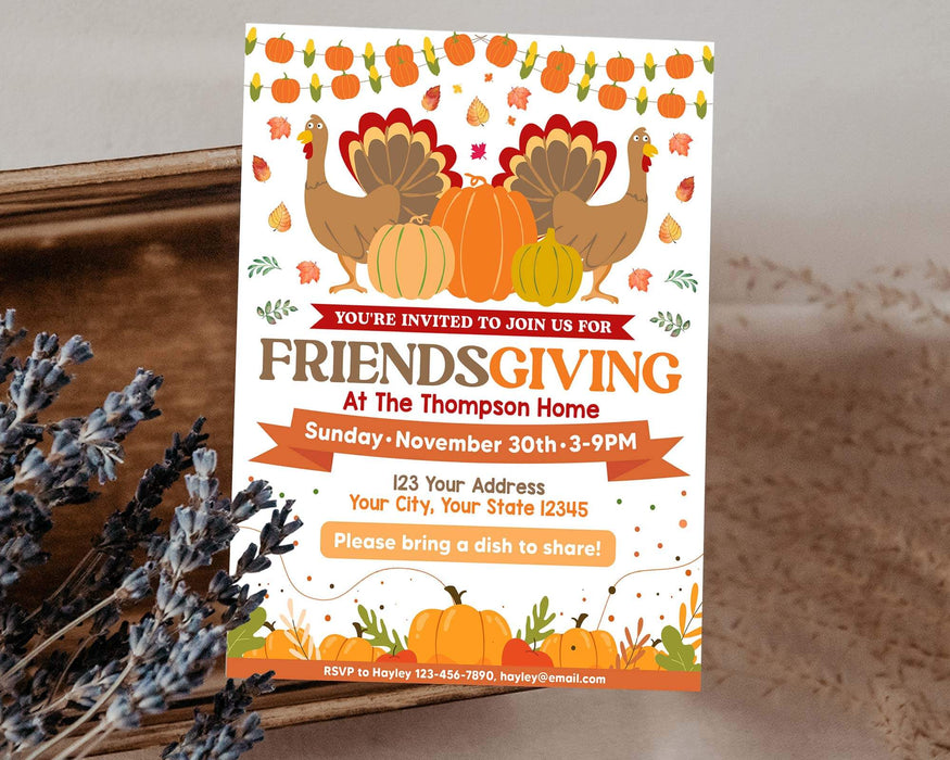 Friends Giving Fall DIY Friendsgiving Flyer Template | Fall Autumn Thanksgiving Event ...