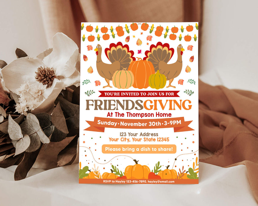 Friends Giving Fall DIY Friendsgiving Flyer Template | Fall Autumn Thanksgiving Event ...