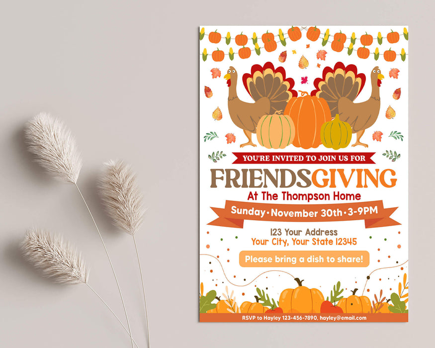 Friends Giving Fall DIY Friendsgiving Flyer Template | Fall Autumn Thanksgiving Event ...
