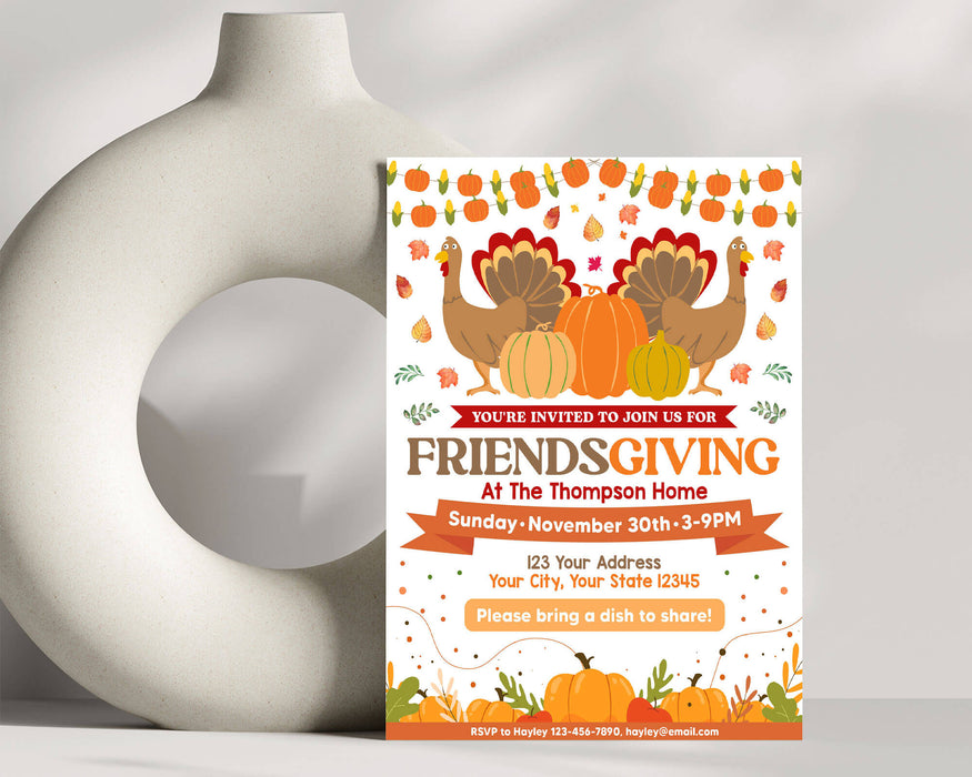 DIY Friendsgiving Flyer Template | Fall Autumn Thanksgiving Event Invitation Flyer