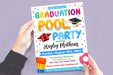 DIY Graduation Pool Party Flyer | Grad Pool Bash Party Flyer Template