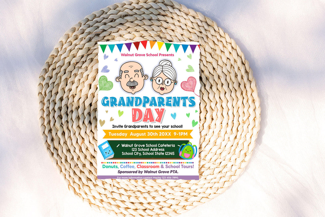 Customizable Grandparents Day Flyer Template | School PTA PTO Family Fundraiser Flyer