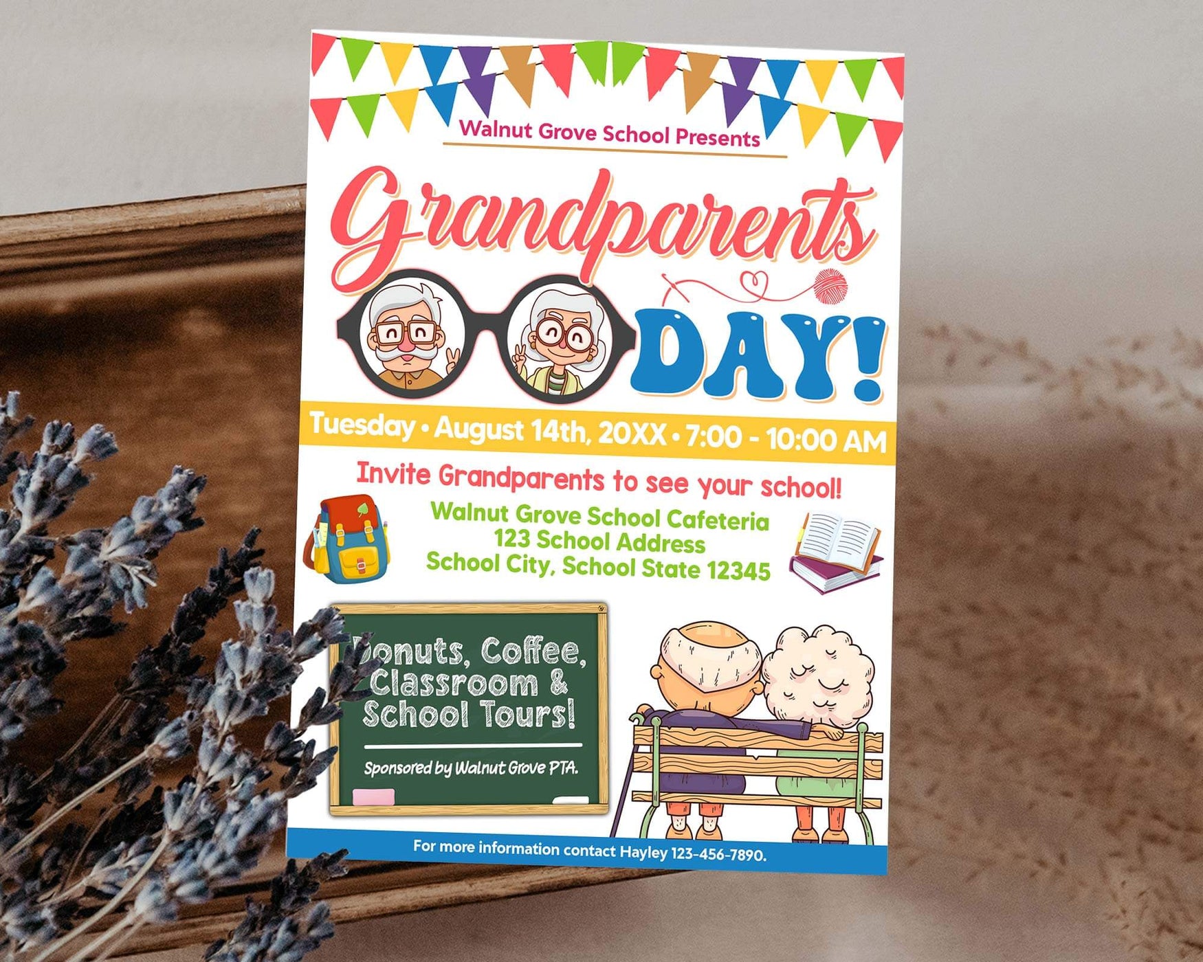 Grandparents Day Flyer School PTA PTO Family Back To School Flyer