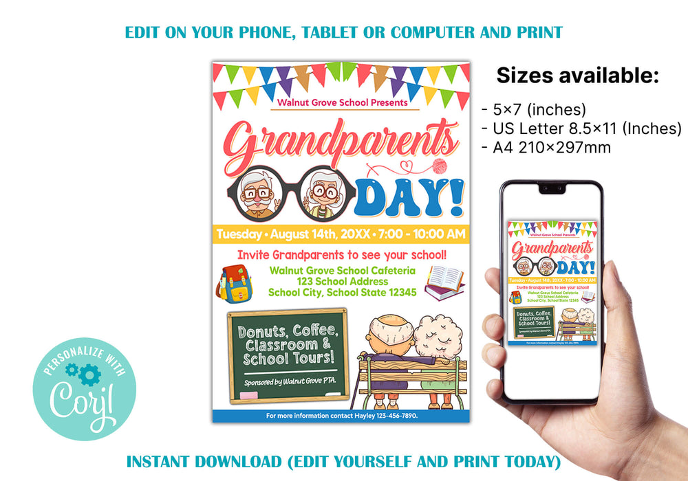 Grandparents Day Flyer | School PTA PTO Family Back To School Flyer