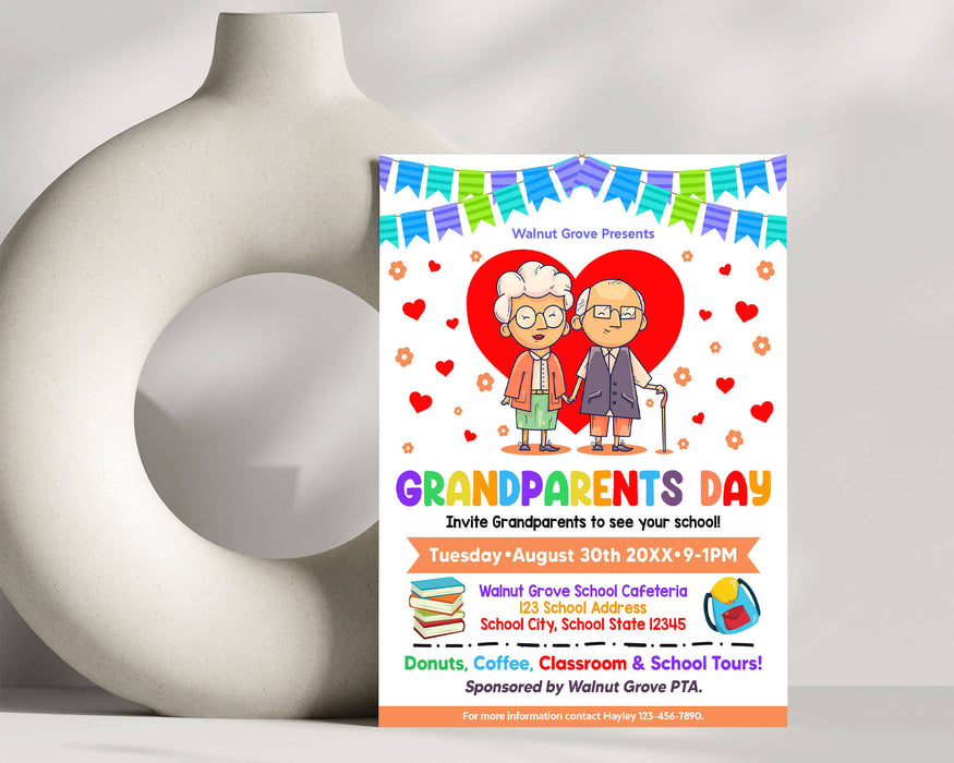 DIY Grandparents Day Flyer Template | PTA PTO Family School Fundraiser Flyer