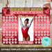 Editable Red Gymnastics Donation Calendar Sparkly Template