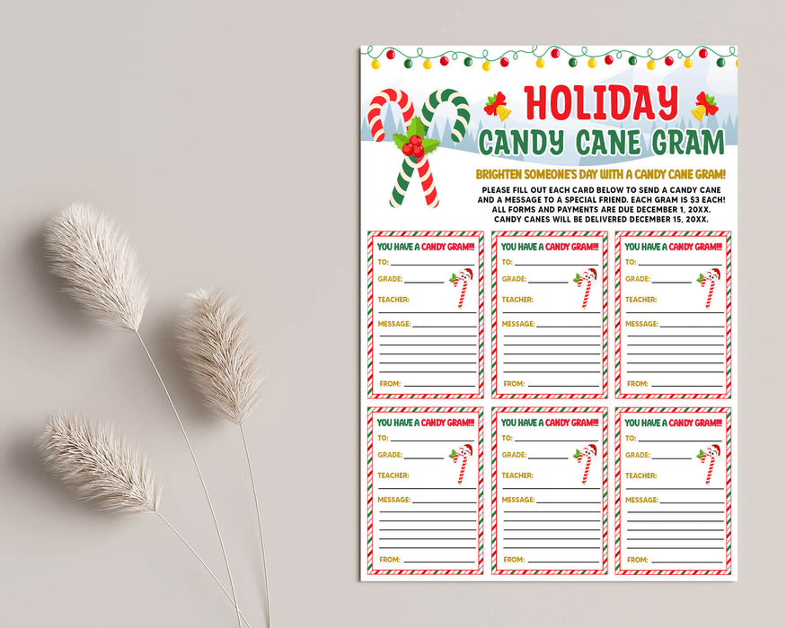 Candy Cane Gram Flyer Template | Holiday Christmas Fundraiser Grams - Posh Park candy-cane-gram-flyer-template-holiday-christmas-fundraiser-grams-posh-park
