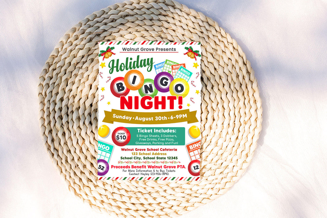 DIY Holiday Bingo Night Flyer Template| School and Community Game Night ...