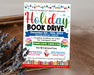 DIY Holiday Book Drive Flyer | Christmas School Fundraising Event Flyer Template