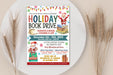 Customizable Holiday Book Drive Flyer Template | Christmas School Fundraising Drive Poster
