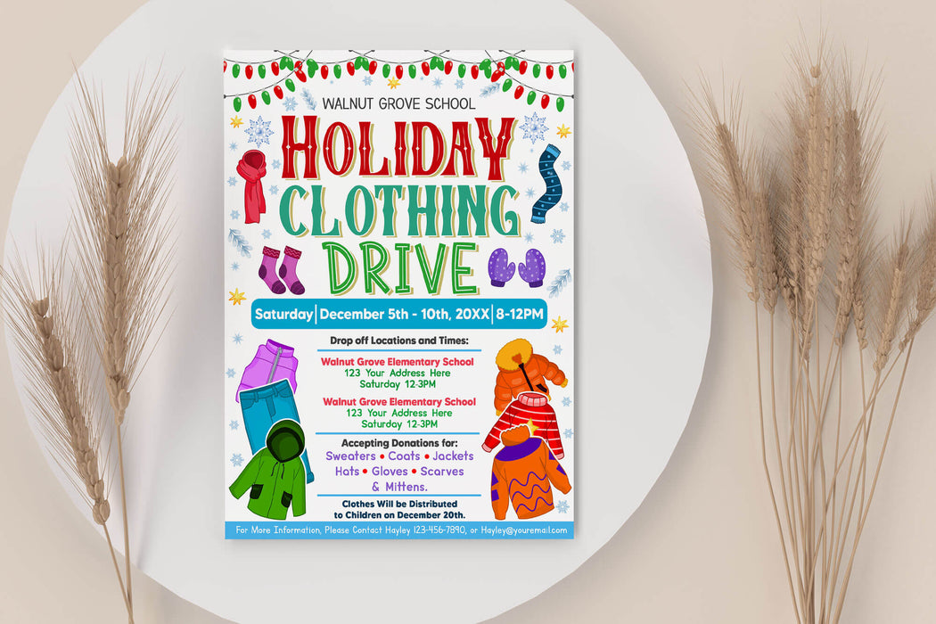 DIY Winter Clothing Drive Flyer, Customizable School Holiday Winter Event  Fundraiser Template
