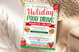 DIY Holiday Food Drive Flyer | School and Community Food Drive Christmas Event Flyer Template