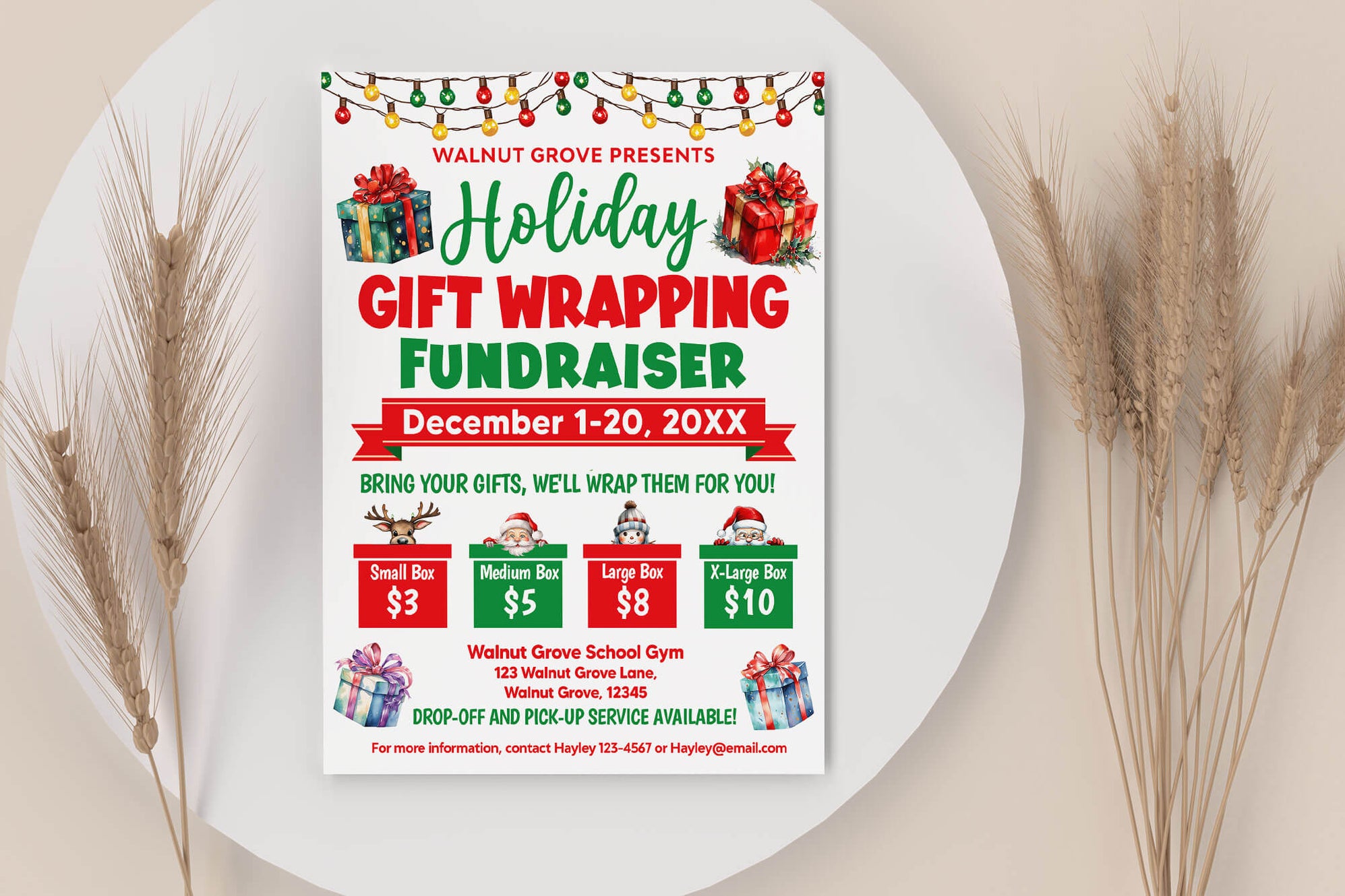 Holiday Gift Wrapping Fundraiser Flyer Template | Christmas Fundraising ...