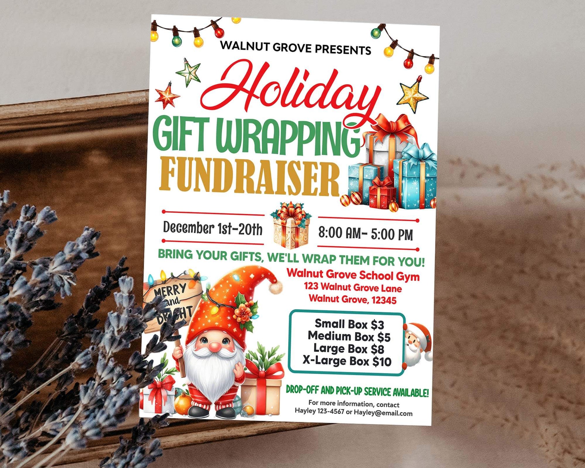 Gift Wrapping Event Fundraiser Flyer Template Christmas Holiday