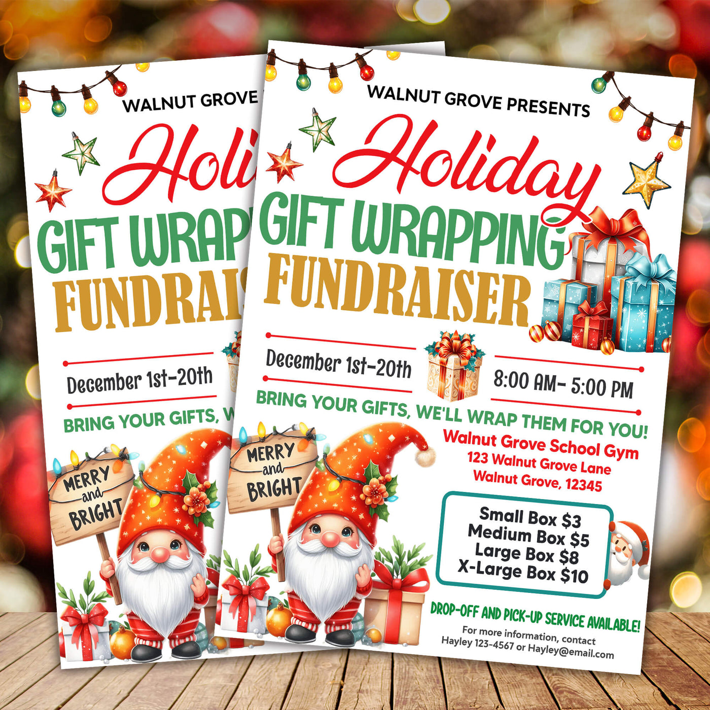 Gift Wrapping Event Fundraiser Flyer Template Christmas Holiday