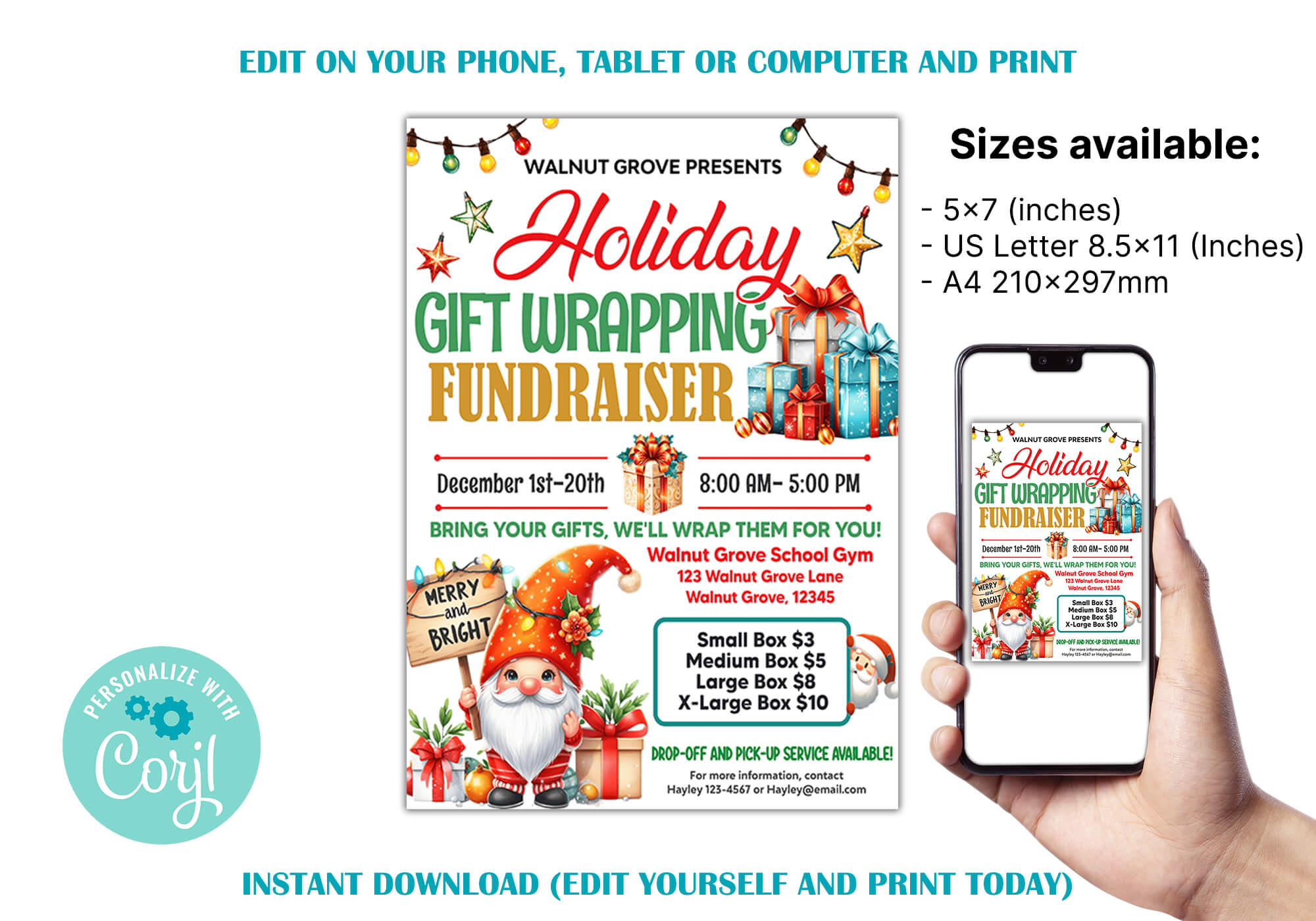 Gift Wrapping Event Fundraiser Flyer Template Christmas Holiday