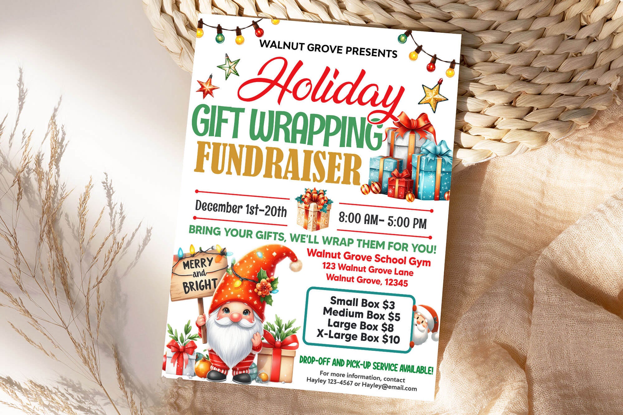 Gift Wrapping Event Fundraiser Flyer Template Christmas Holiday