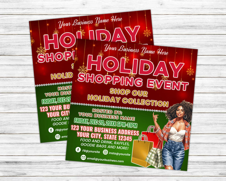 Editable Christmas Holiday Shopping Flyer Template