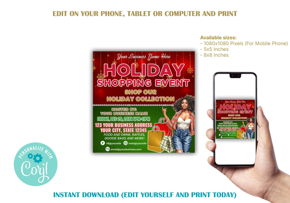 Editable Christmas Holiday Shopping Flyer Template