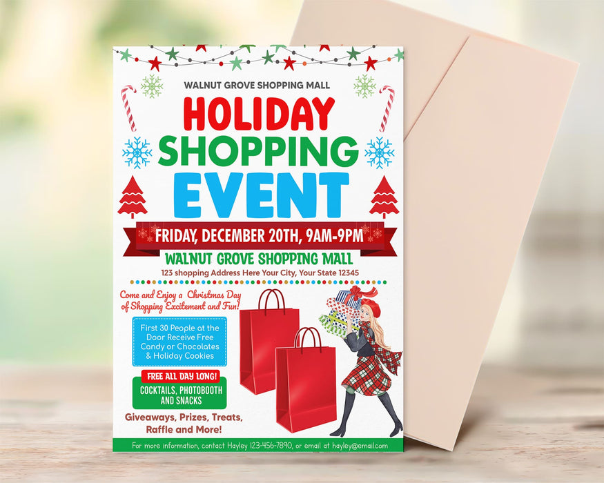 Editable Holiday Pop-Up Event Flyer for Shopping